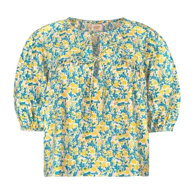Sunshine Tienda Women's Blue / Yellow Paradise Floral Mira Top In Multi