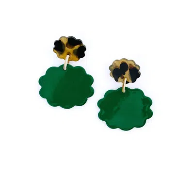 Sunshine Tienda Women's Cloud Puff Earrings In Green In Neutral