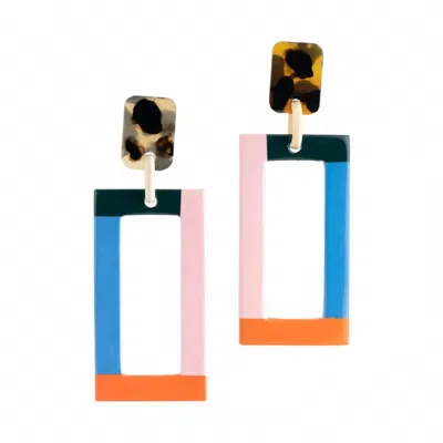 Sunshine Tienda Women's Colorblock Earrings In Pink, Blue, Orange, Tortoise In Multi
