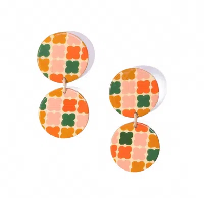 Sunshine Tienda Women's Gage Double Earrings In Cream Light Pink Green Red Terracotta In Yellow