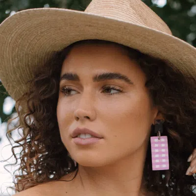 Sunshine Tienda Women's Gingham Earrings In Pink