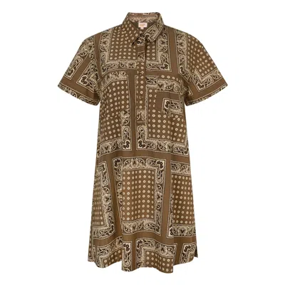 Sunshine Tienda Women's Green Olive Bandana Getaway Mini Dress