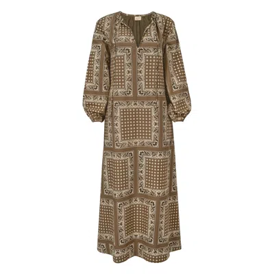 Sunshine Tienda Women's Green Olive Bandana Sienna Dress In Brown