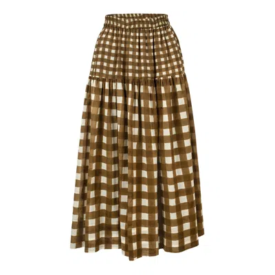 Sunshine Tienda Women's Green Painted Gingham Colette Skirt In Multi
