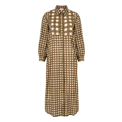 Sunshine Tienda Women's Green Painted Gingham Hadley Dress