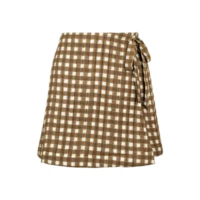 Sunshine Tienda Women's Green Painted Gingham Quilted Juniper Skort In Multi