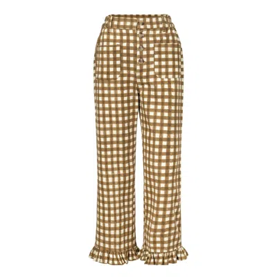 Sunshine Tienda Women's Green Painted Gingham Romy Pant In Animal Print