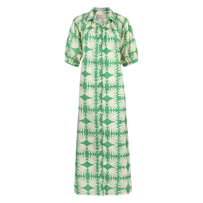 Sunshine Tienda Women's Green / White Viridian Tile Oasis Dress