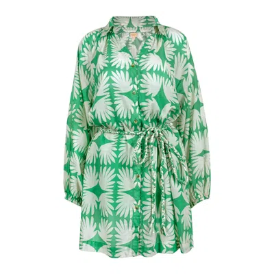 Sunshine Tienda Women's Green / White Viridian Tile Pippa Dress