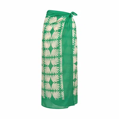 Sunshine Tienda Women's Green / White Viridian Tile Sarong In Multi