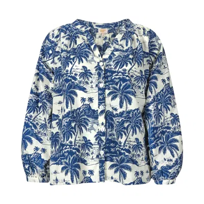Sunshine Tienda Women's Neutrals / Blue Tropical Toile Lucia Top