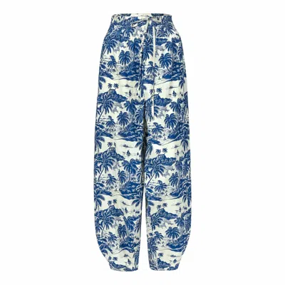 Sunshine Tienda Women's Neutrals / Blue / White Tropical Toile Lucia Pant