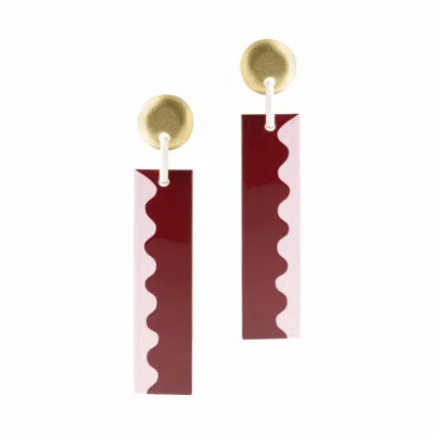Sunshine Tienda Women's Nicvatole Rectangle Earrings In Red/white In Burgundy