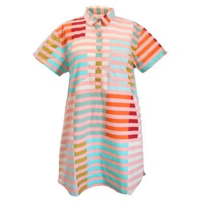Sunshine Tienda Women's Orange / Pink Apricot Colorful Stripe Getaway Mini Dress In Multi