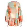 Sunshine Tienda Khai Mini Dress In Apricot Colorful Stripe In Orange
