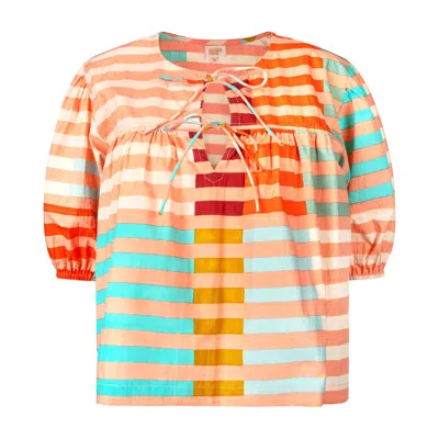 Sunshine Tienda Women's Orange / Pink Apricot Colorful Stripe Mira Top In Multi