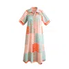 Sunshine Tienda Women's Orange / Pink Apricot Colorful Stripe Oasis Dress In Multi