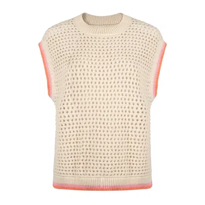 Sunshine Tienda Women's Orange / Pink / White Peach Kennedy Sweater Vest In Neutral