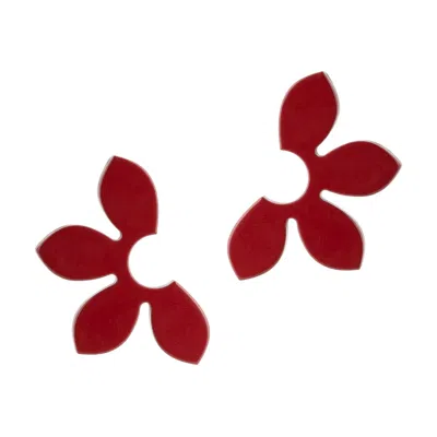 Sunshine Tienda Women's Petal Earrings In Burgundy In Red