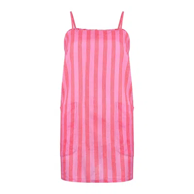 Sunshine Tienda Women's Pink / Red Orchid Pinstripe Grotto Dress In Multi