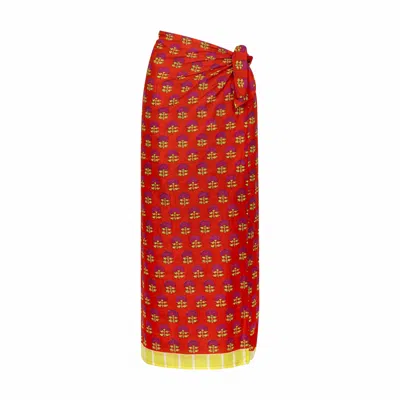 Sunshine Tienda Women's Red Cherry Marigold Sarong