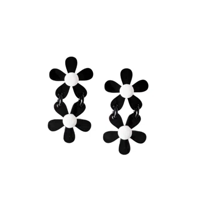 Sunshine Tienda Women's Stacked Flower Earrings In Black