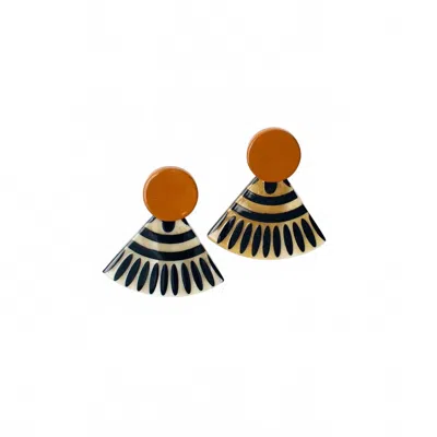 Sunshine Tienda Women's Tile Earrings In Sunset Navy In Orange