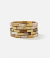 Sunshine Tienda Women's Tiled Gold And Horn Bangles, Set Of 5 In Natural