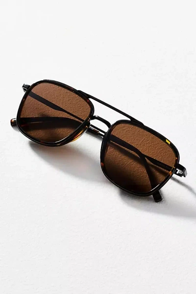 Sunski Estero Tort Metal Aviator Sunglasses In Brown