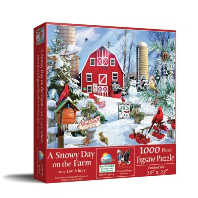 Sunsout A Snowy Day On The Farm 1000 Piece Jigsaw Puzzle For Adults Christmas In Red