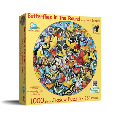 Sunsout Butterflies In The Round 1000 Piece Jigsaw Puzzle For Adults Round In Multi