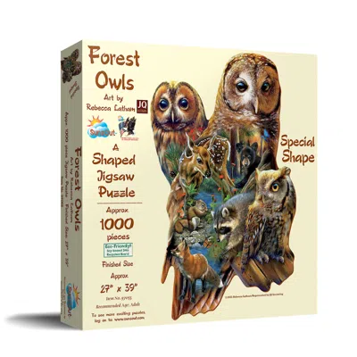 Sunsout Forest Owls 1000 Piece Jigsaw Puzzle For Adults Special Shape In Brown