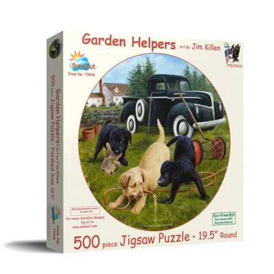 Sunsout Garden Helpers 500 Piece Jigsaw Puzzle For Adults Round In Multi