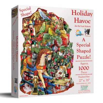 Sunsout Holiday Havoc 1000 Piece Jigsaw Puzzle For Adults Special Shape Christmas In Multi