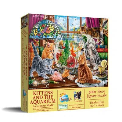 Sunsout Kittens And The Aquarium 500 Piece Jigsaw Puzzle For Adults Large Pieces In Yellow