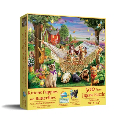 Sunsout Kittens Puppies And Butterflies 500 Piece Jigsaw Puzzle For Adults In Multi
