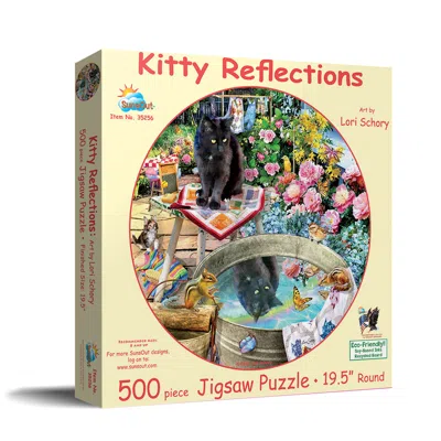 Sunsout Kitty Reflections 500 Piece Jigsaw Puzzle For Adults Round In Multi
