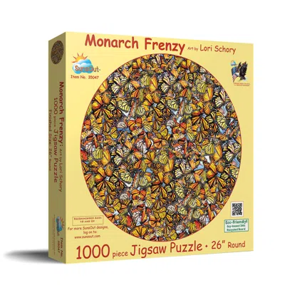 Sunsout Monarch Frenzy 1000 Piece Jigsaw Puzzle For Adults Round In Multi