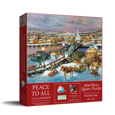 Sunsout Peace To All 500 Piece Jigsaw Puzzle For Adults Christmas In Burgundy