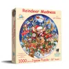 Sunsout Reindeer Madness 1000 Piece Jigsaw Puzzle For Adults Round Christmas In Multi