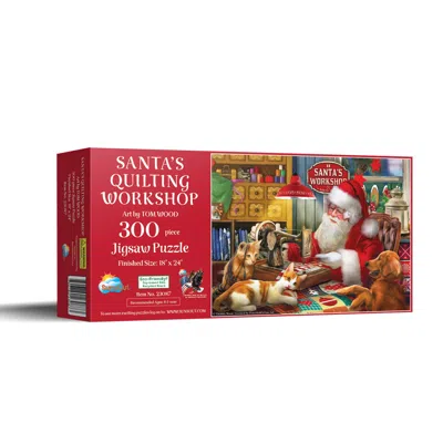 Sunsout Santa's Quilting Workshop 300 Piece Jigsaw Puzzle For Adults Christmas In Red