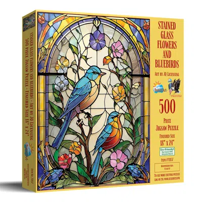 Sunsout Stained Glass Flowers And Bluebirds 500 Piece Jigsaw Puzzle For Adults In Multi