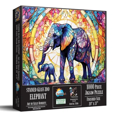 Sunsout Stained Glass Zoo Elephants 1000 Piece Jigsaw Puzzle For Adults