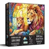 Sunsout Stained Glass Zoo Lion Family 1000 Piece Jigsaw Puzzle For Adults In Multi