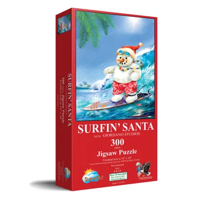 Sunsout Surfin' Santa 300 Piece Jigsaw Puzzle For Adults Christmas In Red