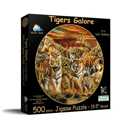 Sunsout Tigers Galore 500 Piece Jigsaw Puzzle For Adults Round In Black
