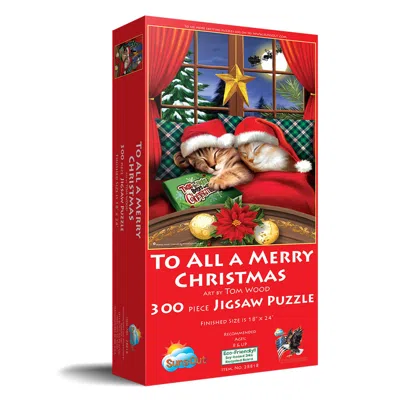 Sunsout To All A Merry Christmas 300 Piece Jigsaw Puzzle For Adults Christmas In Red
