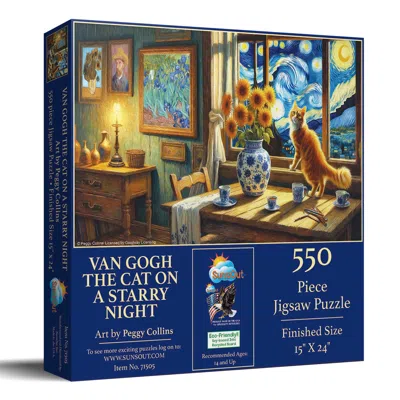 Sunsout Van Gogh The Cat On A Starry Night 550 Piece Jigsaw Puzzle For Adults