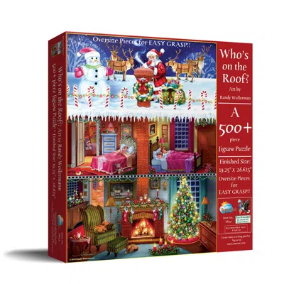 Sunsout Who's On The Roof 500 Piece Jigsaw Puzzle For Adults Large Pieces Christmas In Red