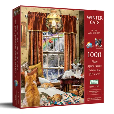 Sunsout Winter Cats 1000 Piece Jigsaw Puzzle For Adults In Burgundy